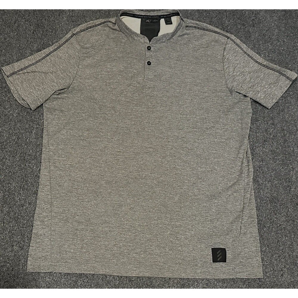 Adidas Adicross No-Show Transition Henley Golf Shirt Men’s L Grey short Sleeve